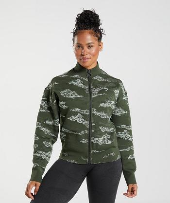 Dámské Bundy Gymshark Adapt Camo Seamless Track Olivy Zelené Zelene | CZ 3536FDN